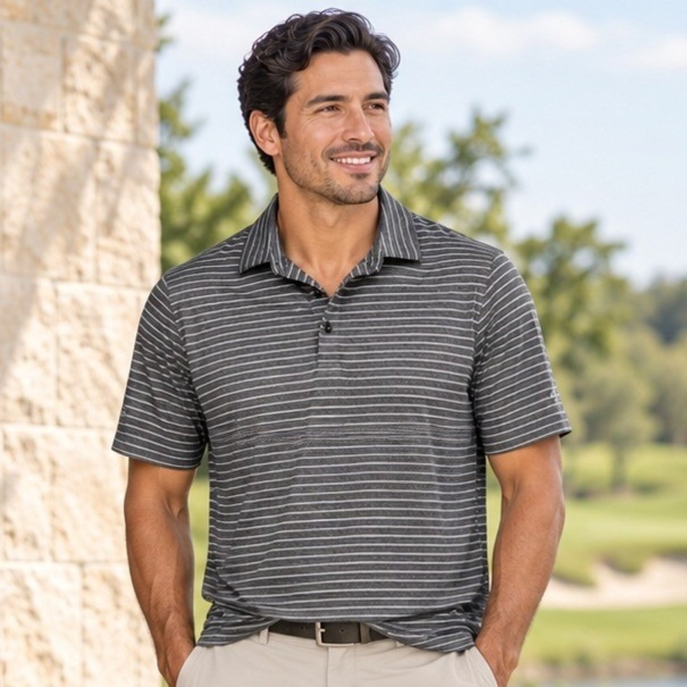 Callaway Mens Opti-Dri Striped Golf Polo Shirt Gray White Medium Short Sleeve